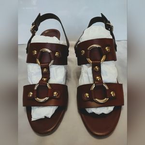 J. Crew Equestrian Midheel Leather Sandals - size 9